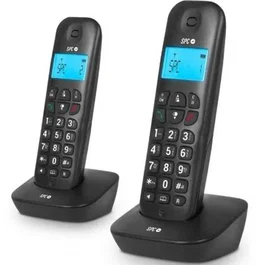 SPC Teléfono Inalámbrico SPC Air Pro Duo 7302N - Pack DUO 2 Manos Libres con Agenda, Negro, Compatible con Redes Analógicas Españolas